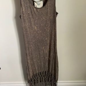 High-low Acid Wash Fringe Dress